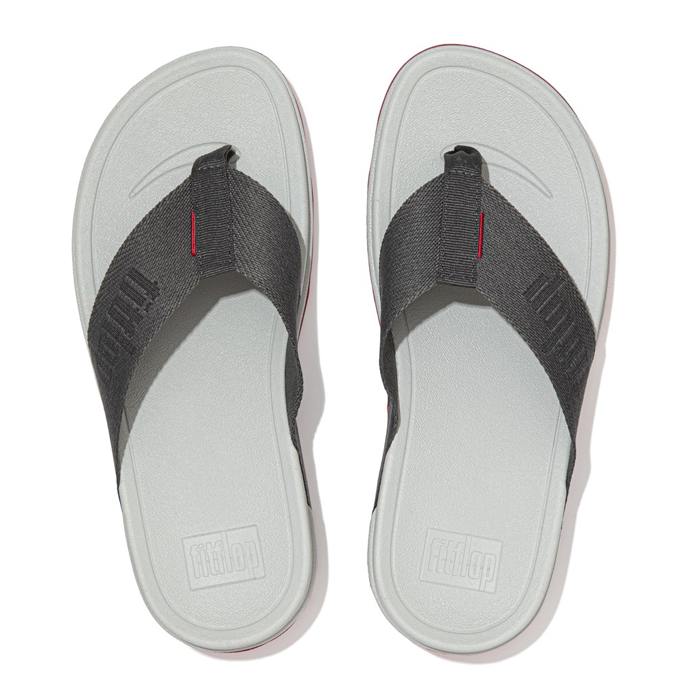 Fitflop Womens Sandals Grey - Surfa Woven Logo Toe-post - DC0813745